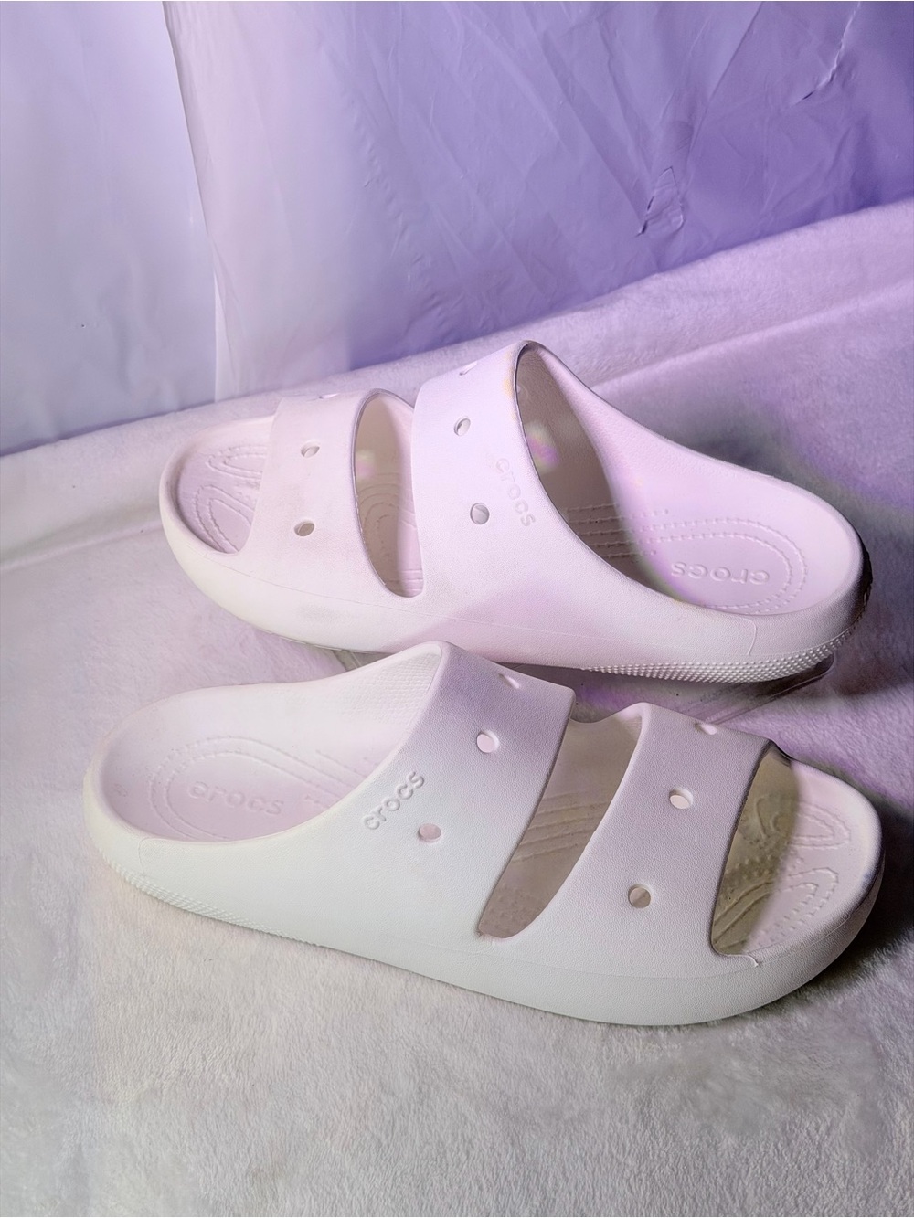 CROCS Classic Dual-Strap White Slide - Picture 2 of 10